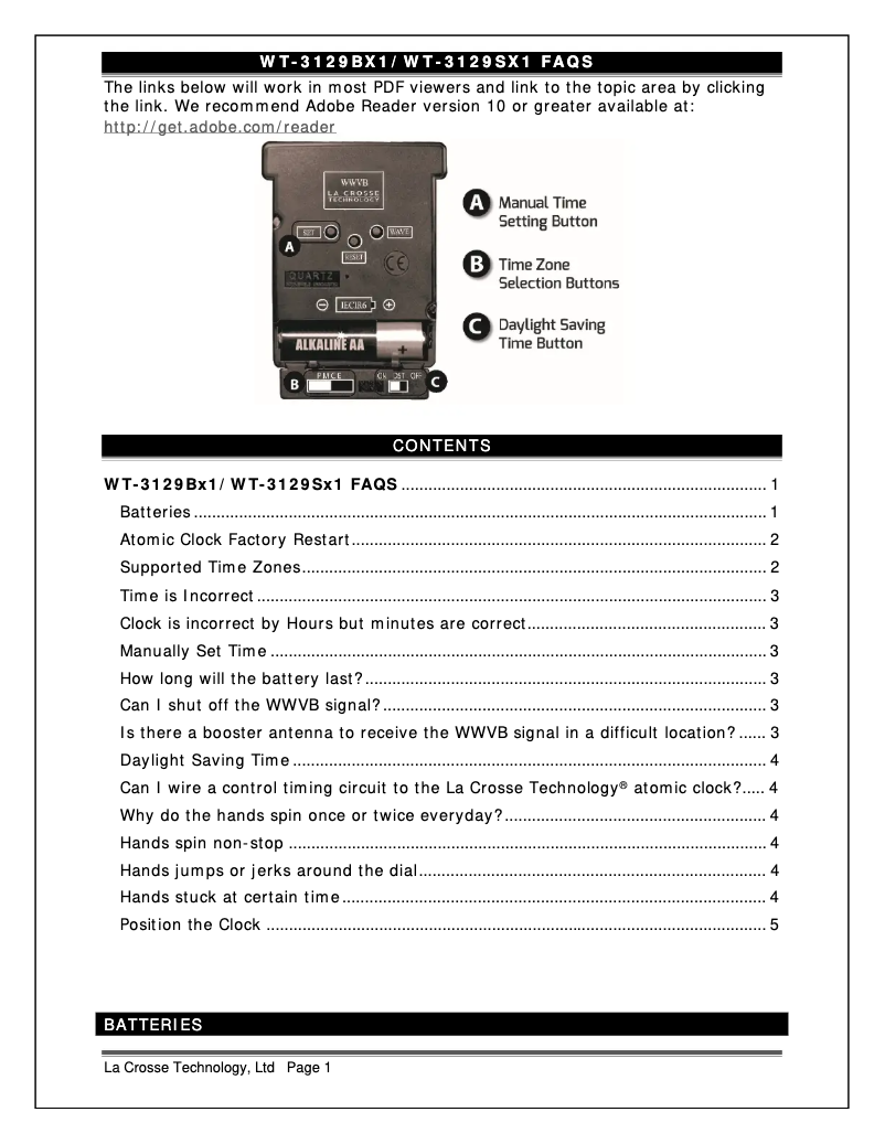 Page 1 de la notice FAQ La Crosse Technology WT-3129BX1