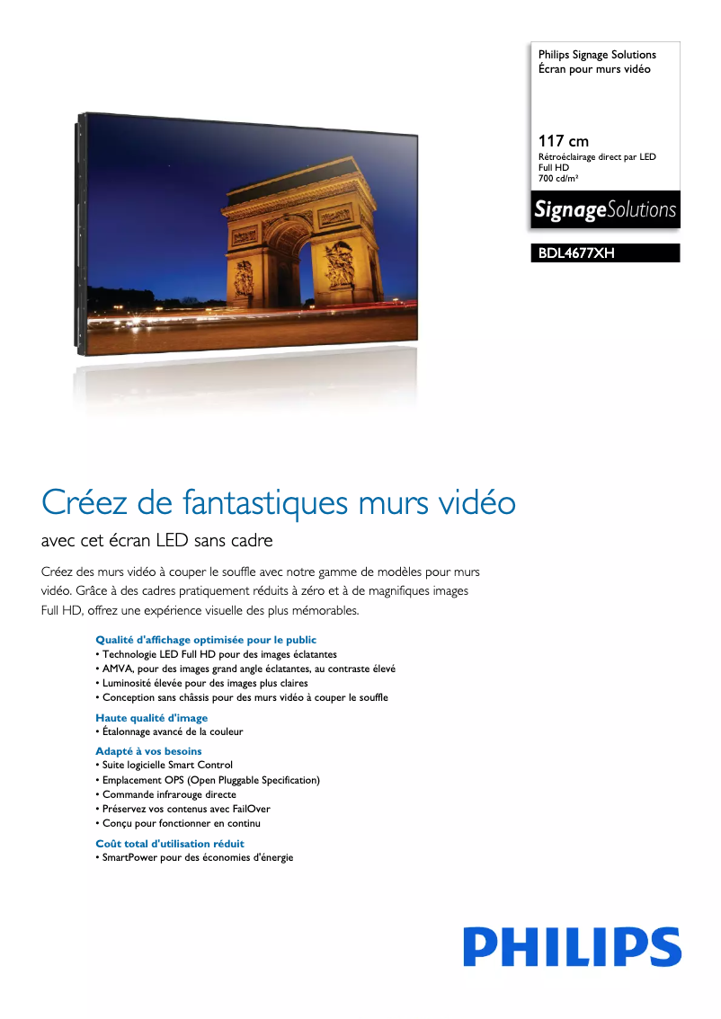 Page n°1 - Fiche technique Philips Signage Solutions BDL4677XH