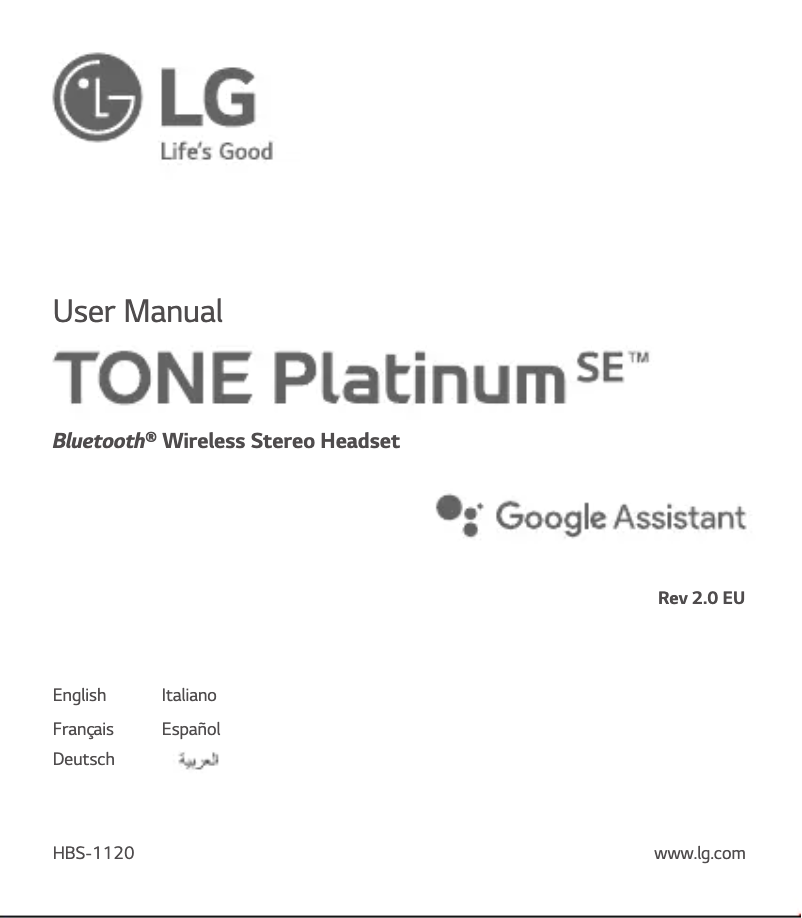 Image de la première page du manuel de l'appareil Tone Platinum SE HBS-1120