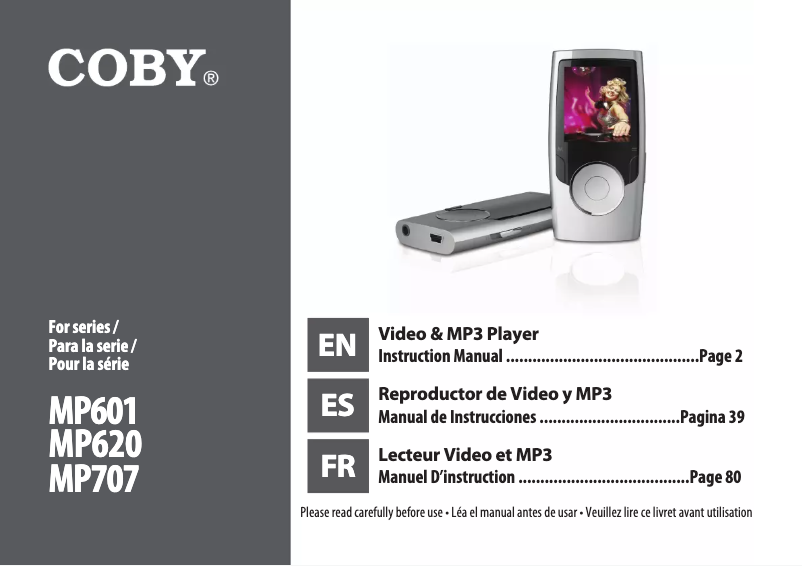 Page 1 de la notice Manuel utilisateur Coby MP620