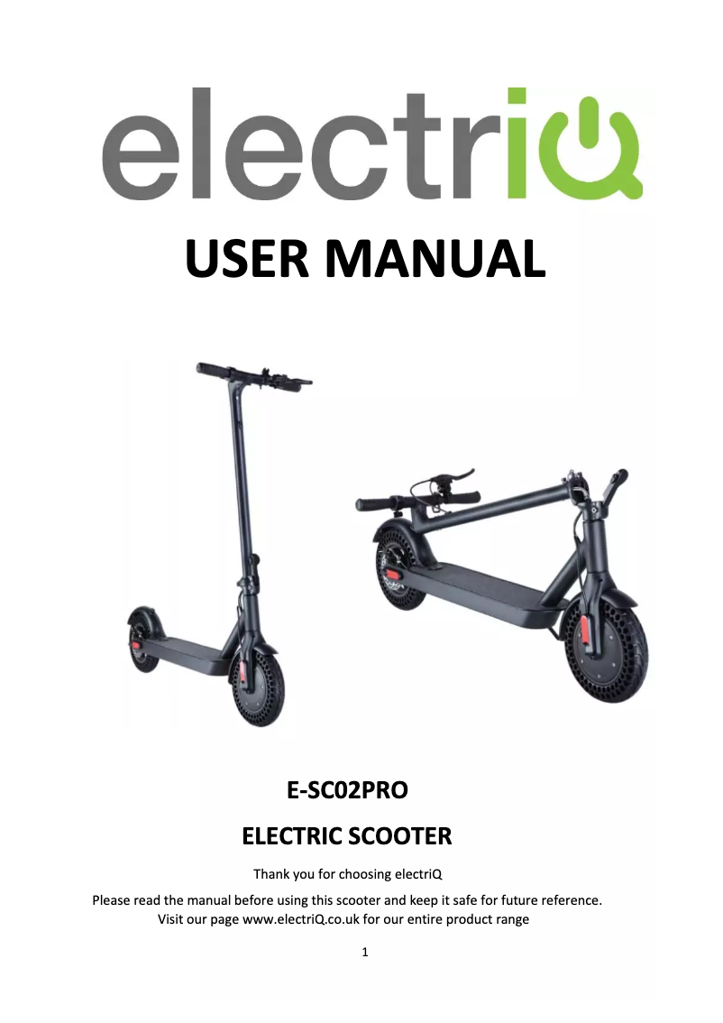 Image de la première page du manuel de l'appareil E-SC02PRO