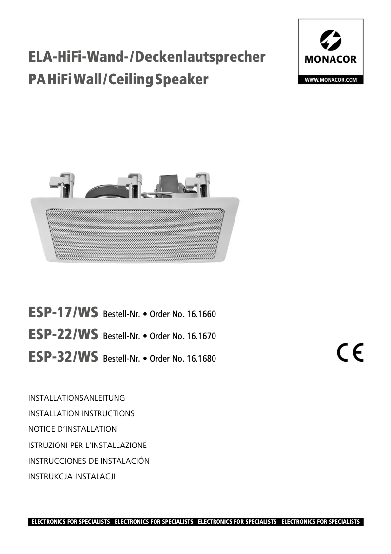 Page 1 de la notice Manuel utilisateur Monacor ESP-17/WS