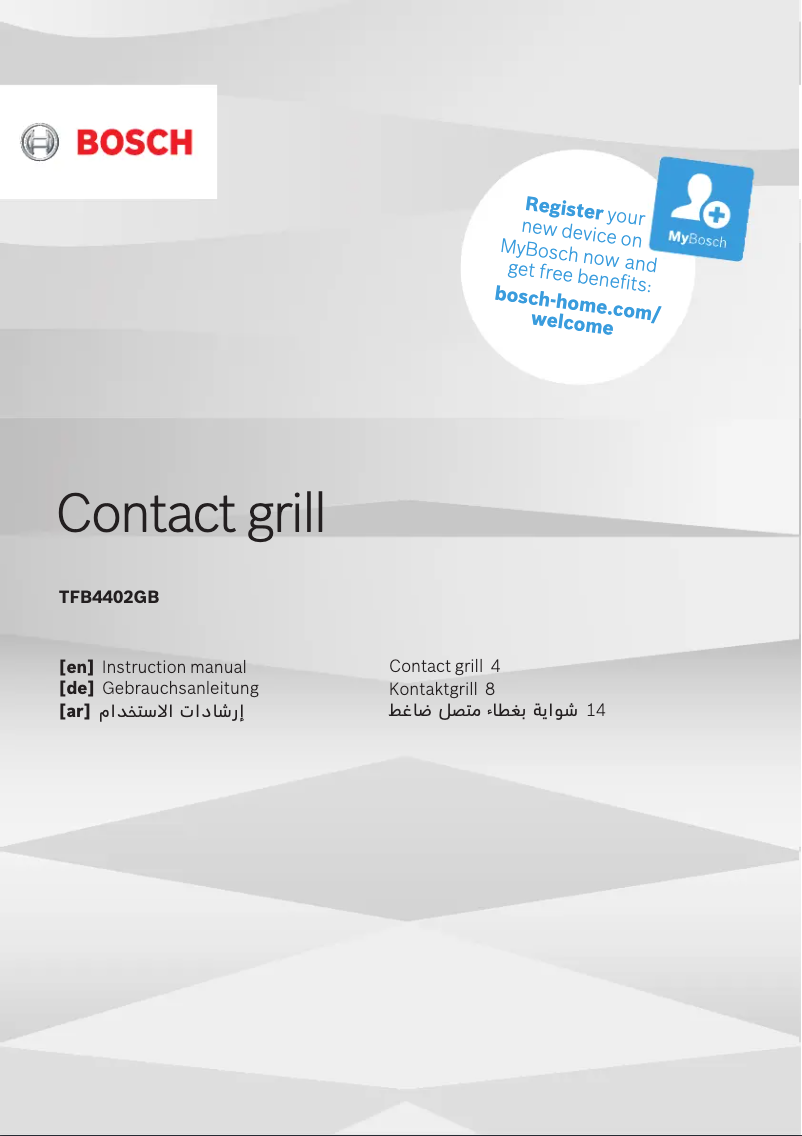 Page n°1 - Manuel utilisateur Bosch TFB4402GB