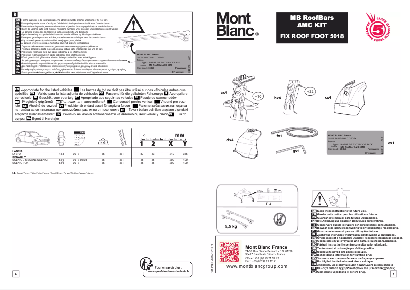 Page 1 de la notice Manuel utilisateur Mont Blanc AMC 5018