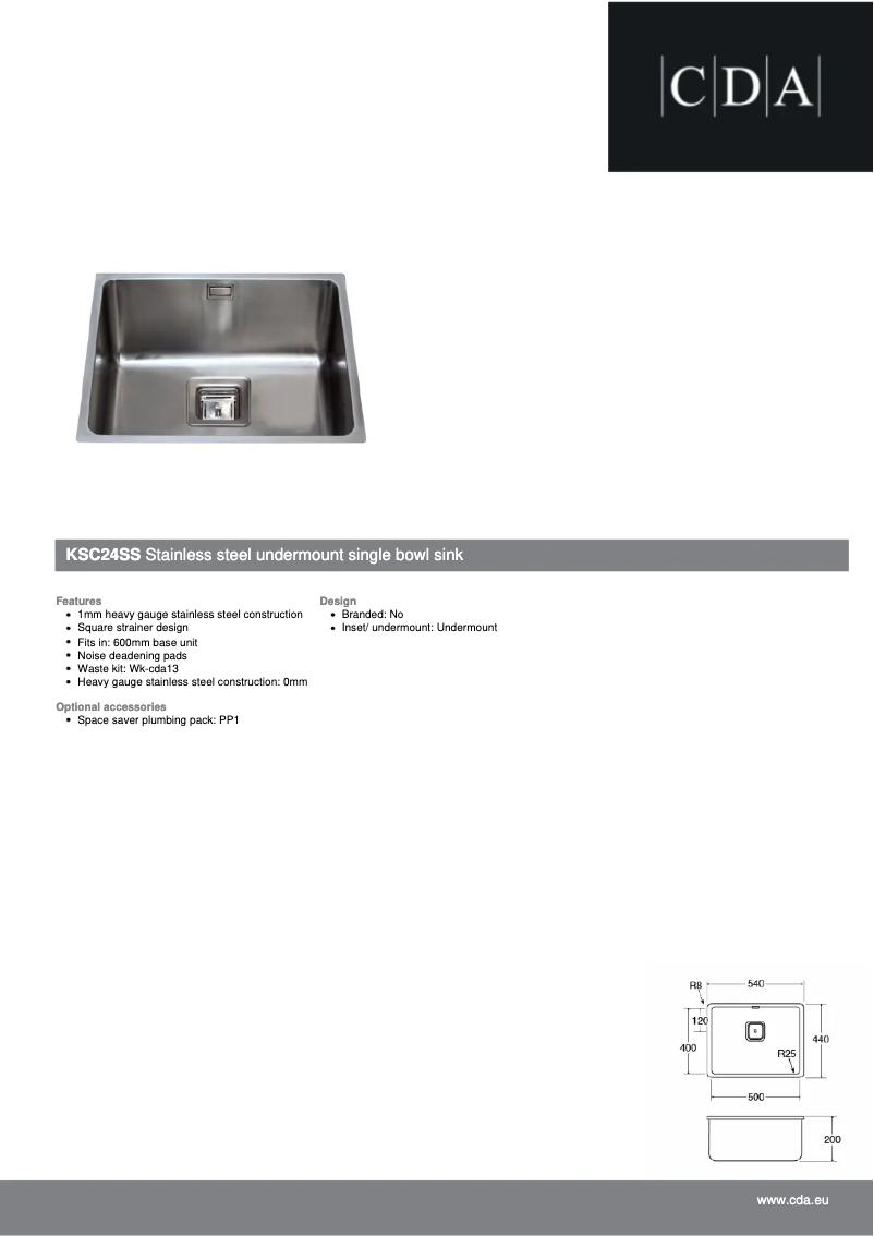 Page 1 de la notice Fiche technique CDA KSC24SS