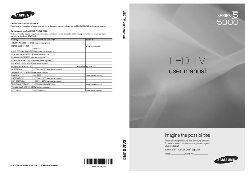Page 1 de la notice Manuel utilisateur Samsung UN40C5000QM