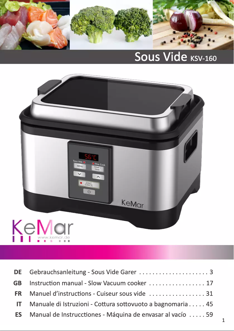 Page n°1 - Manuel utilisateur KeMar KSV-160