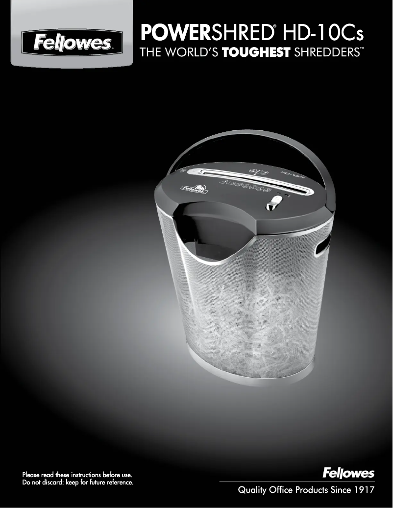 Page n°1 - Manuel utilisateur Fellowes Powershred HD-10Cs