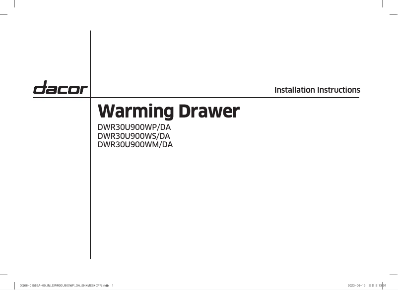 Image de la première page du manuel de l'appareil DWR30U900WM/DA