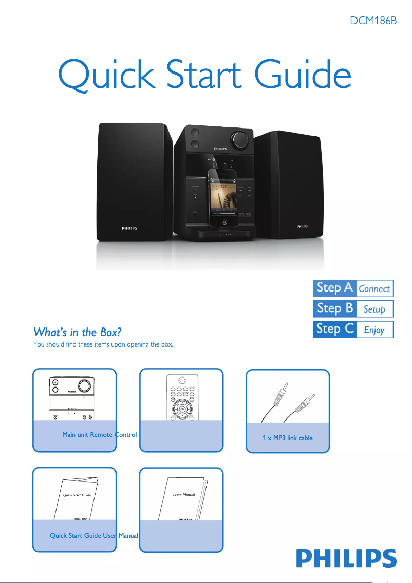 Page 1 de la notice Guide de démarrage rapide Philips DCM186B
