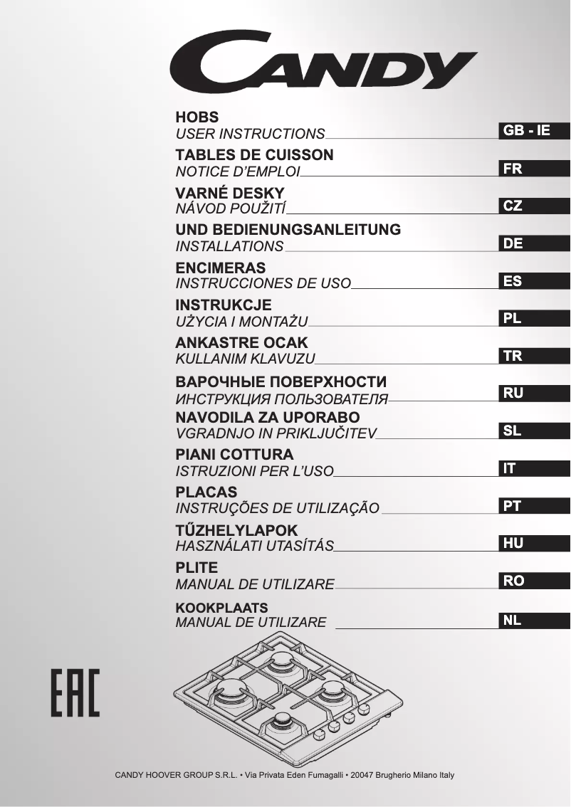 Page 1 de la notice Manuel utilisateur Candy CLG64PX_PROVA