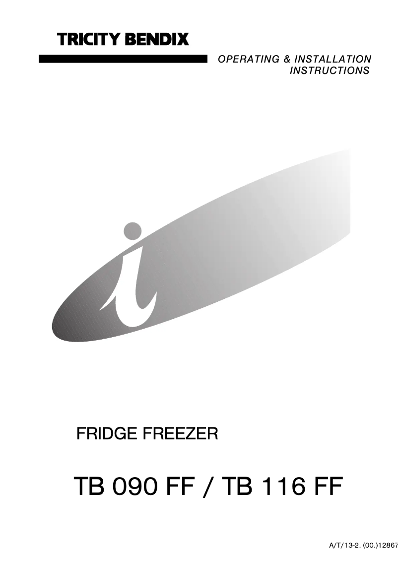 Page 1 de la notice Manuel utilisateur Tricity Bendix TB116FF