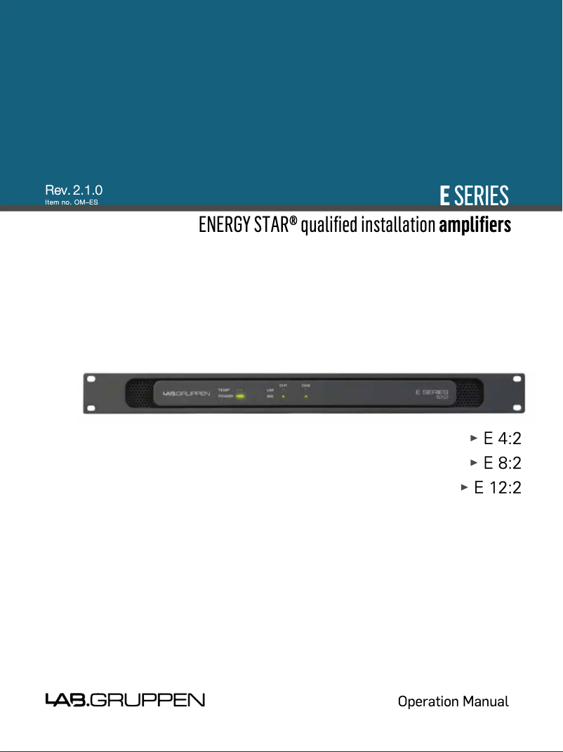 Page 1 de la notice Manuel utilisateur Lab Gruppen E 8:2