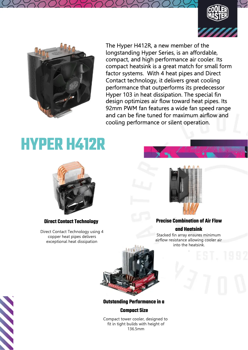 Page 1 de la notice Fiche technique Cooler Master Hyper H412R