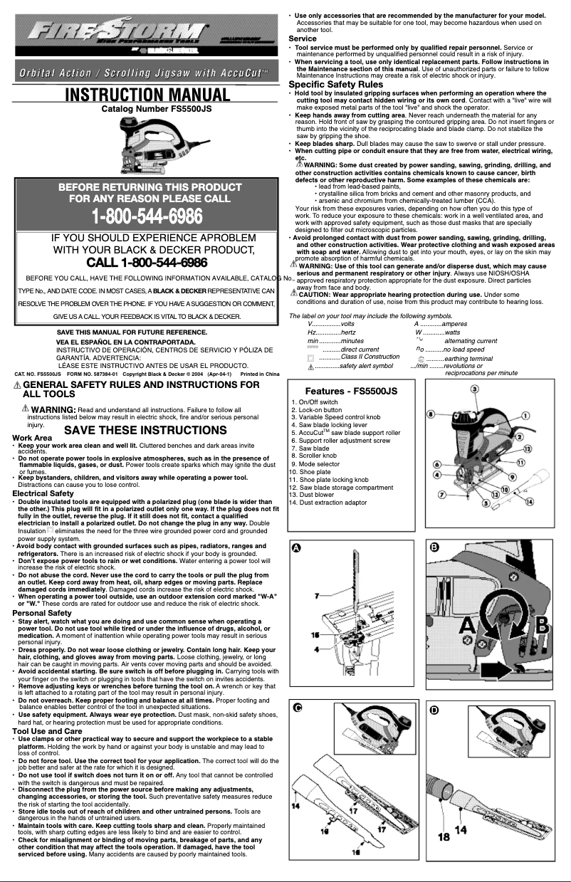 Page n°1 - Manuel utilisateur Black & Decker FS5500JS