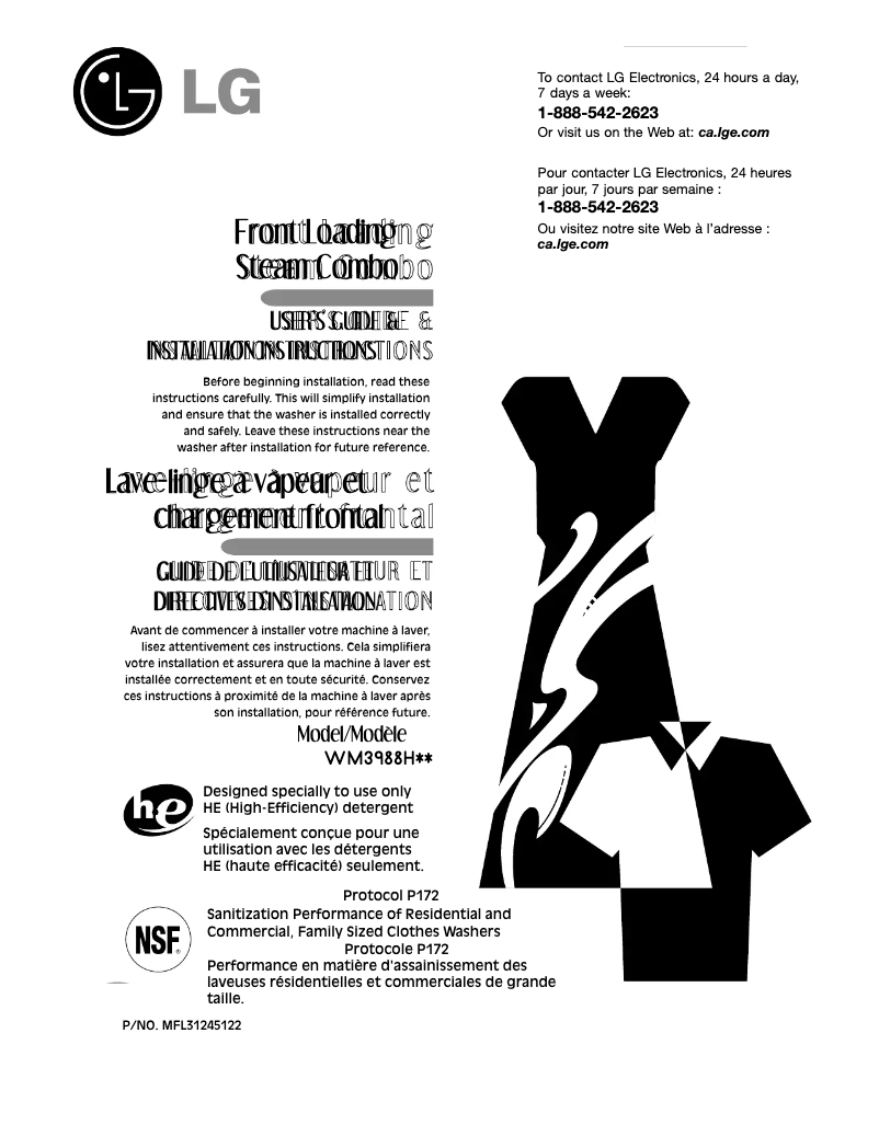 Page 1 de la notice Manuel utilisateur LG WD-13513RDA