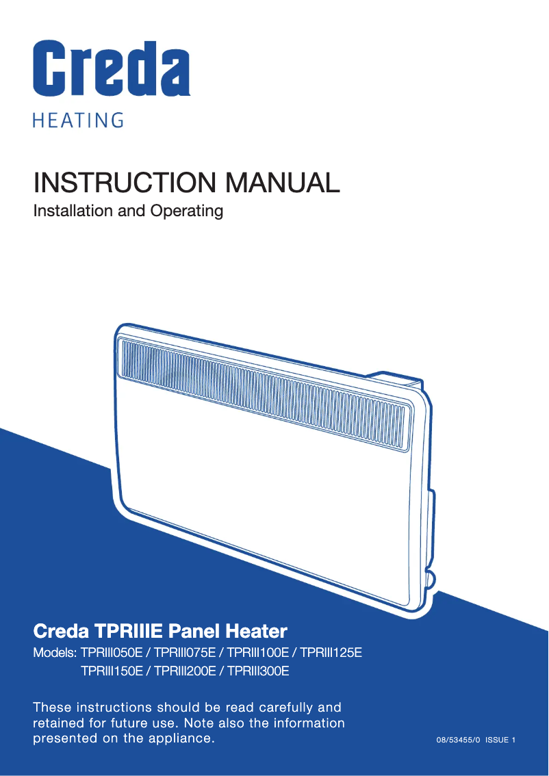 Page 1 de la notice Manuel utilisateur Creda TPRIII150E