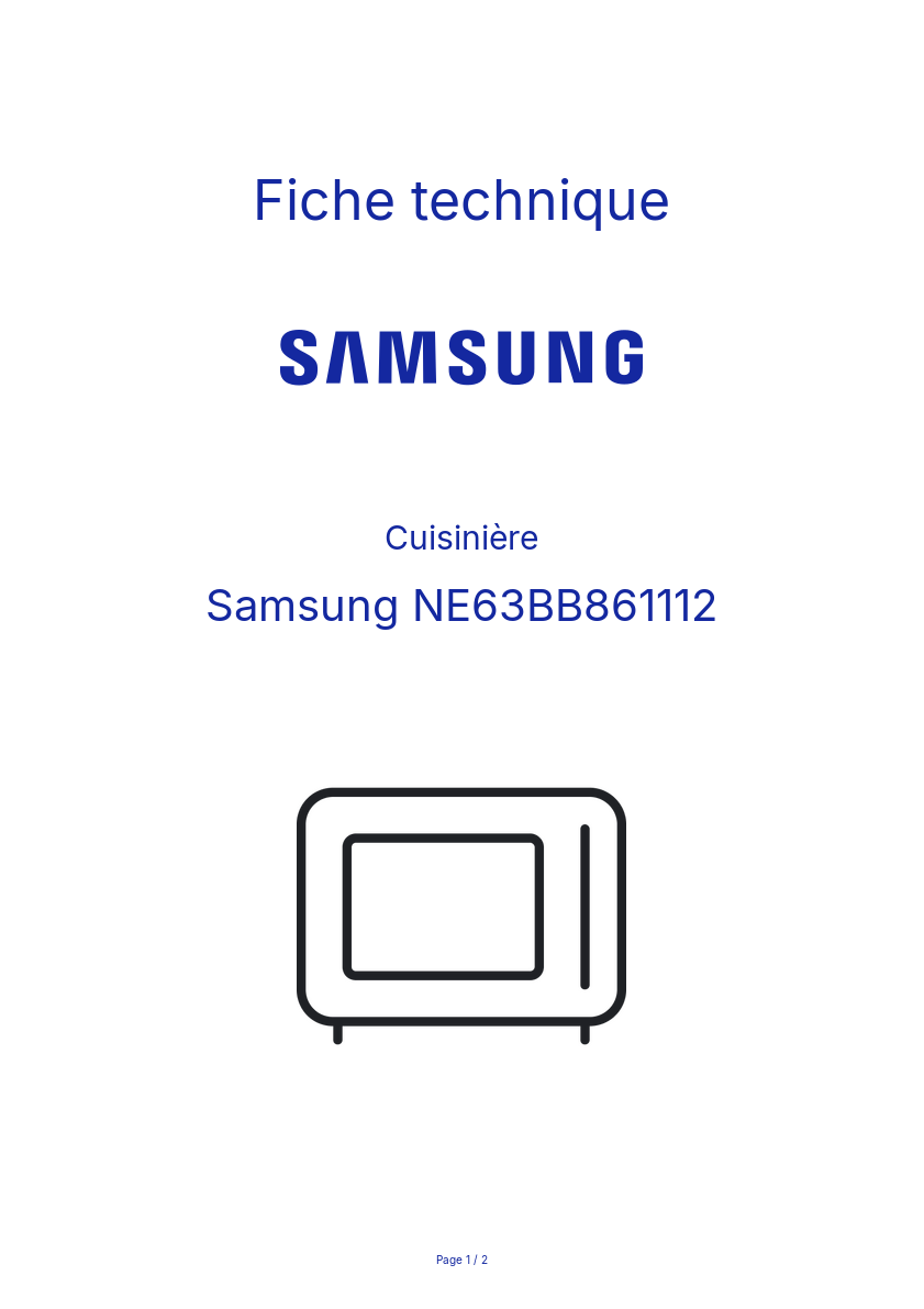 Page n°1 - Fiche technique Samsung NE63BB861112
