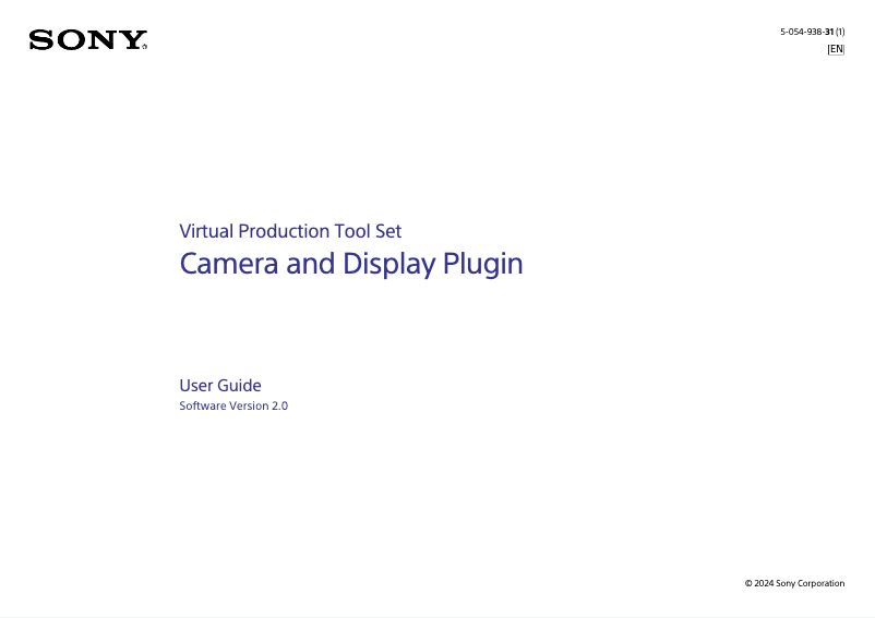 Página 1 del manual Manual de usuario Sony Camera and Display Plugin
