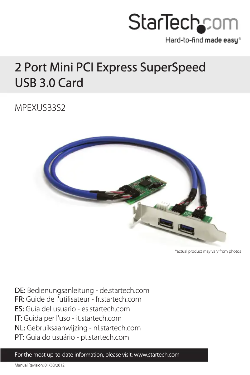 Page n°1 - Manuel utilisateur StarTech.com MPEXUSB3S2