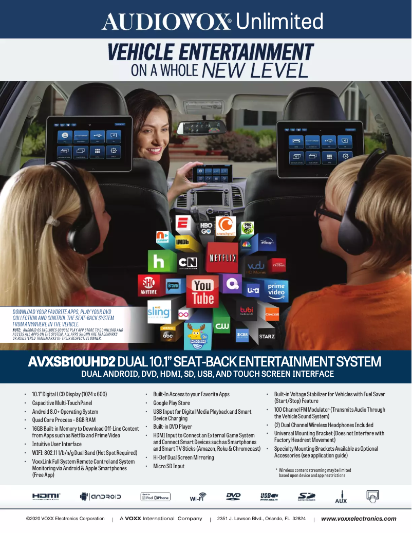 Page n°1 - Fiche technique VOXX AMAVXSB10UHD2
