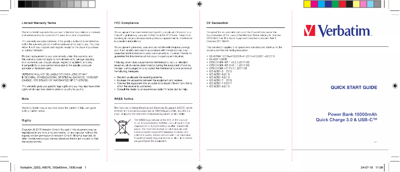 Image de la première page du manuel de l'appareil Power Bank 10000mah