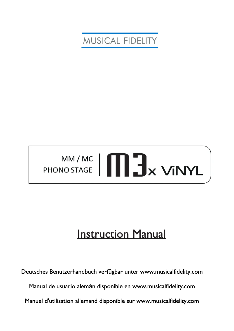 Page 1 of the manual User Manual Musical Fidelity M3x Vinyl