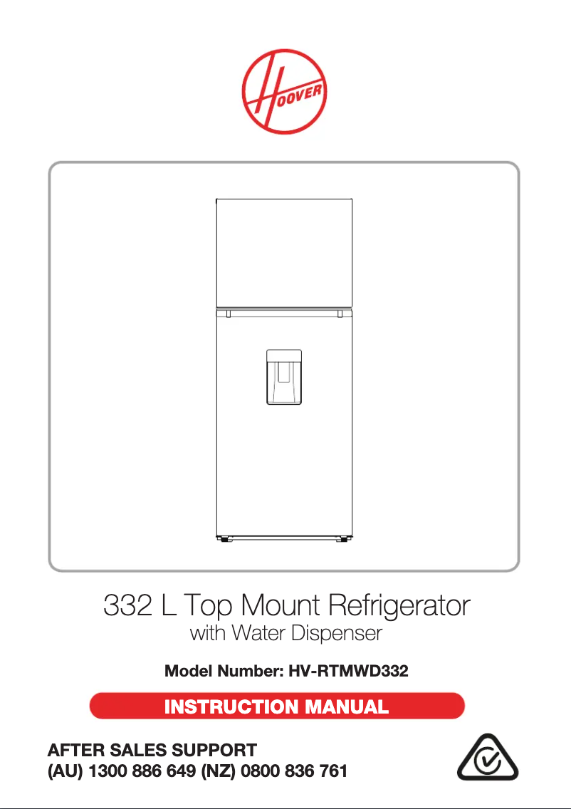 Page 1 de la notice Manuel utilisateur Hoover HV-RTMWD332