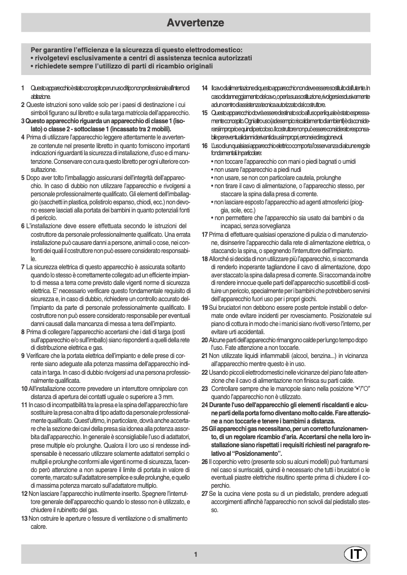 Page 1 de la notice Manuel utilisateur Ariston Thermo CP 65S F8