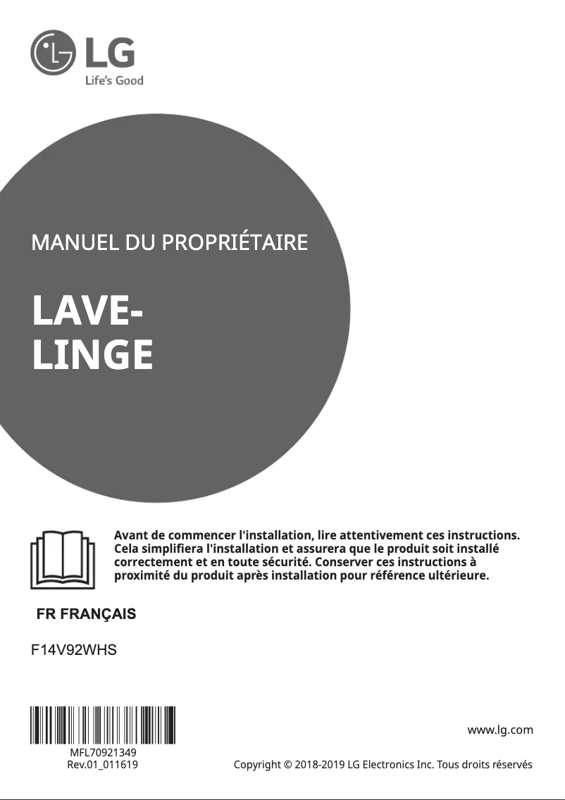 Page n°1 - Manuel utilisateur LG F14V92WHS