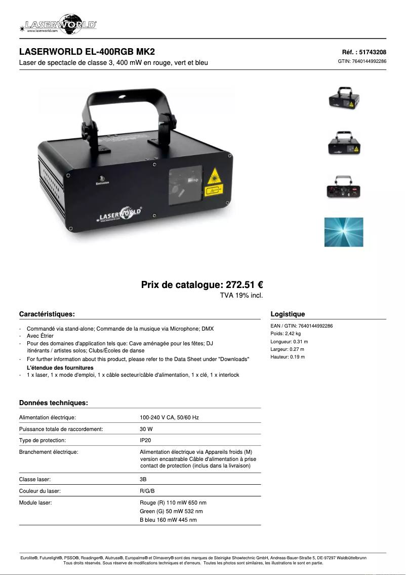 Image de la première page du manuel de l'appareil EL-400RGB MK2