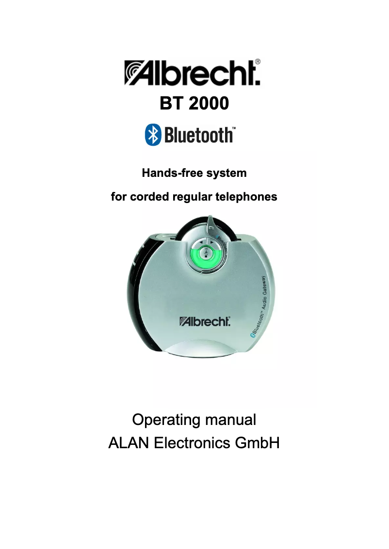 Page n°1 - Manuel utilisateur Albrecht BT 2000