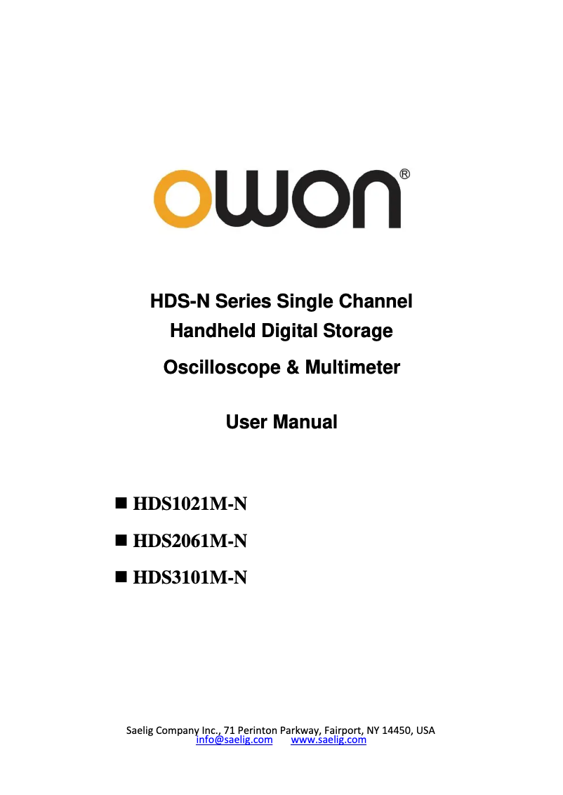 Page 1 de la notice Manuel utilisateur Owon HDS3101M-N