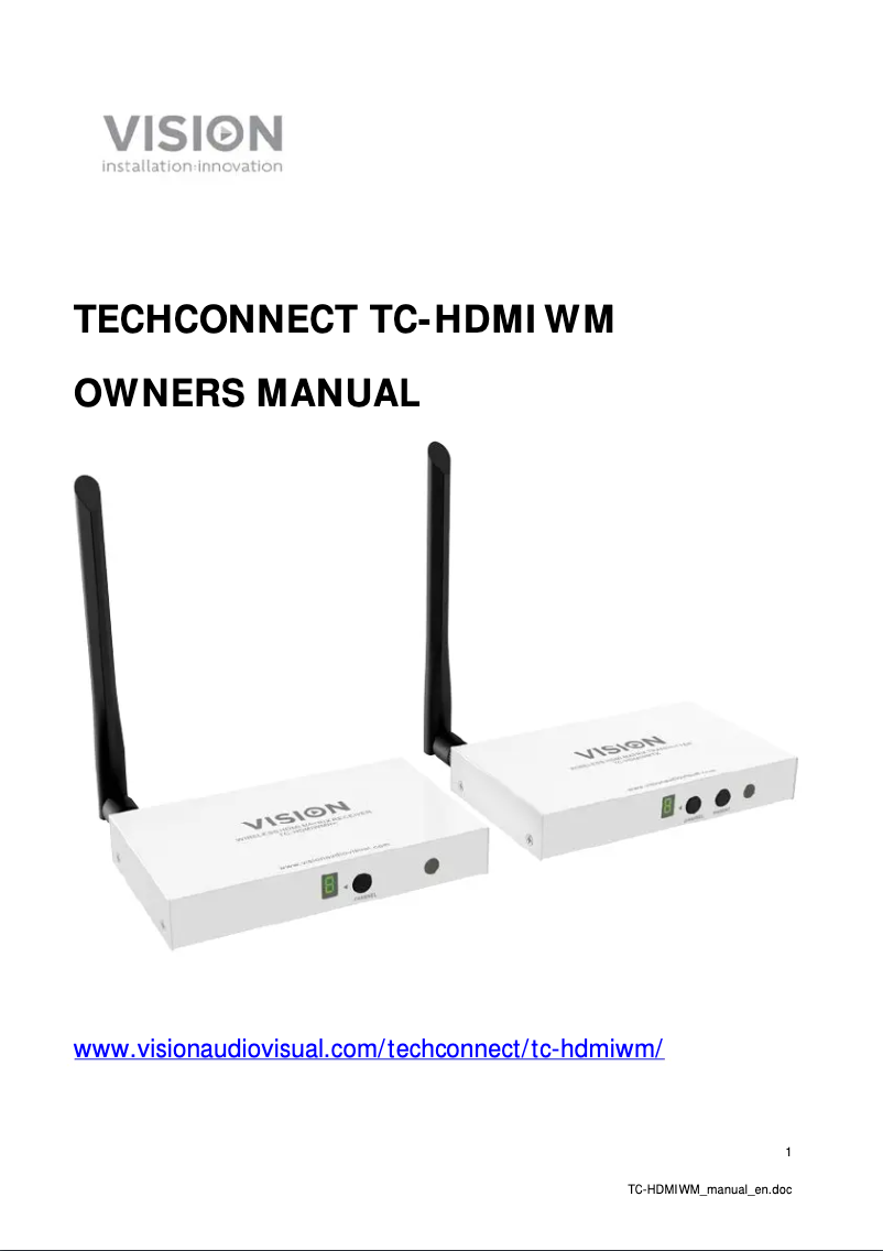 Page 1 de la notice Manuel utilisateur Vision TC-HDMIWM