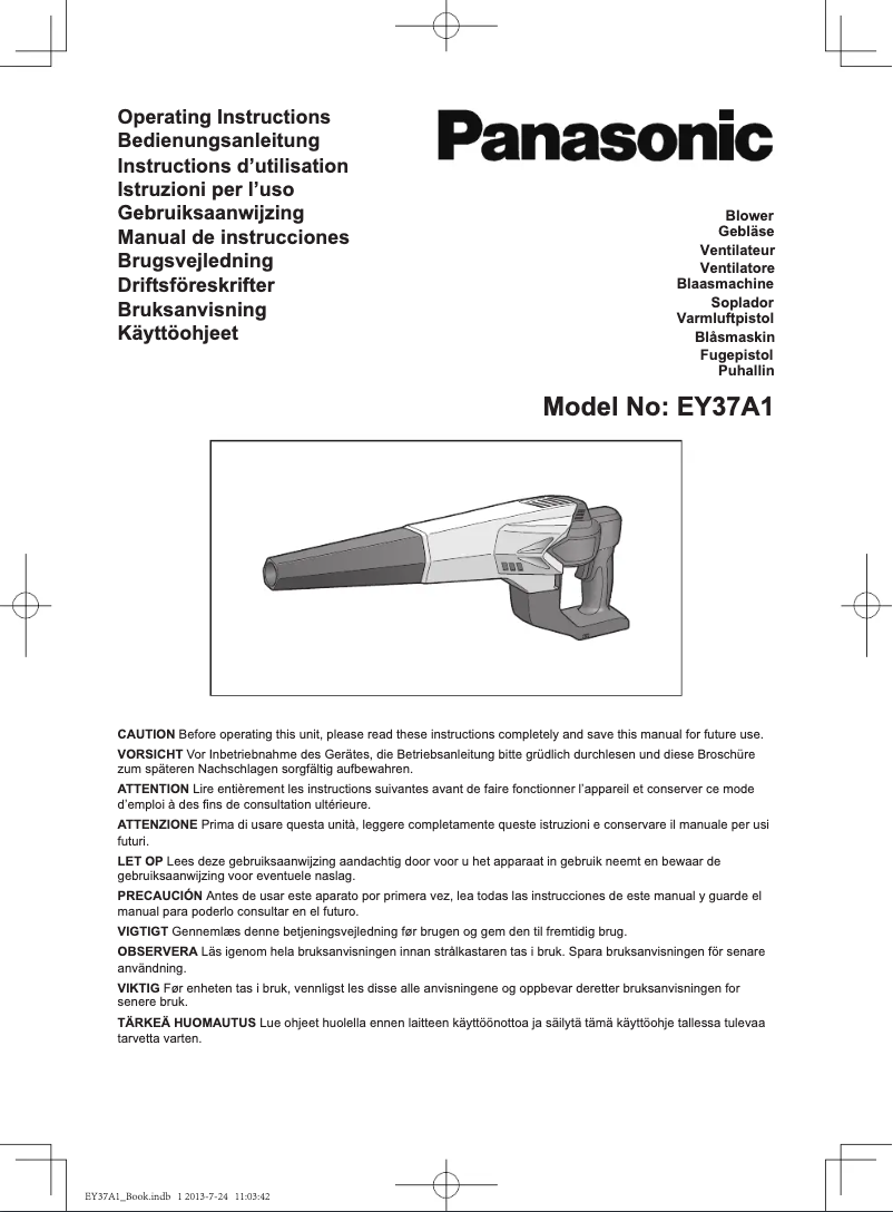 Page n°1 - Manuel utilisateur Panasonic EY37A1