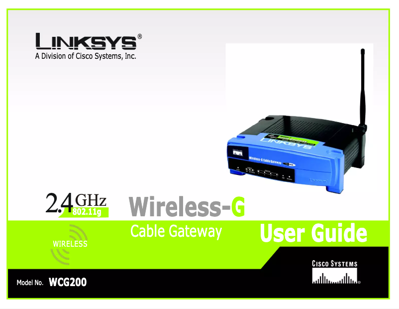 Page n°1 - Manuel utilisateur Linksys WCG200