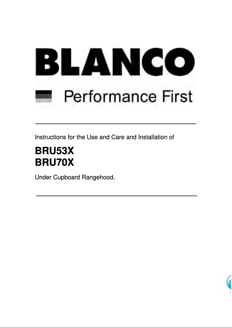Page n°1 - Manuel utilisateur BLANCO BRU70X