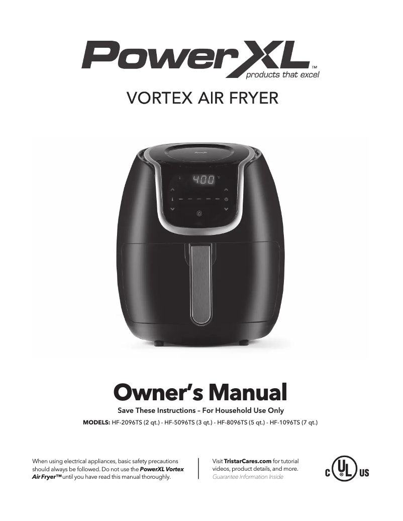Page 1 de la notice Manuel utilisateur PowerXL Vortex Air Fryer HF-1096TS