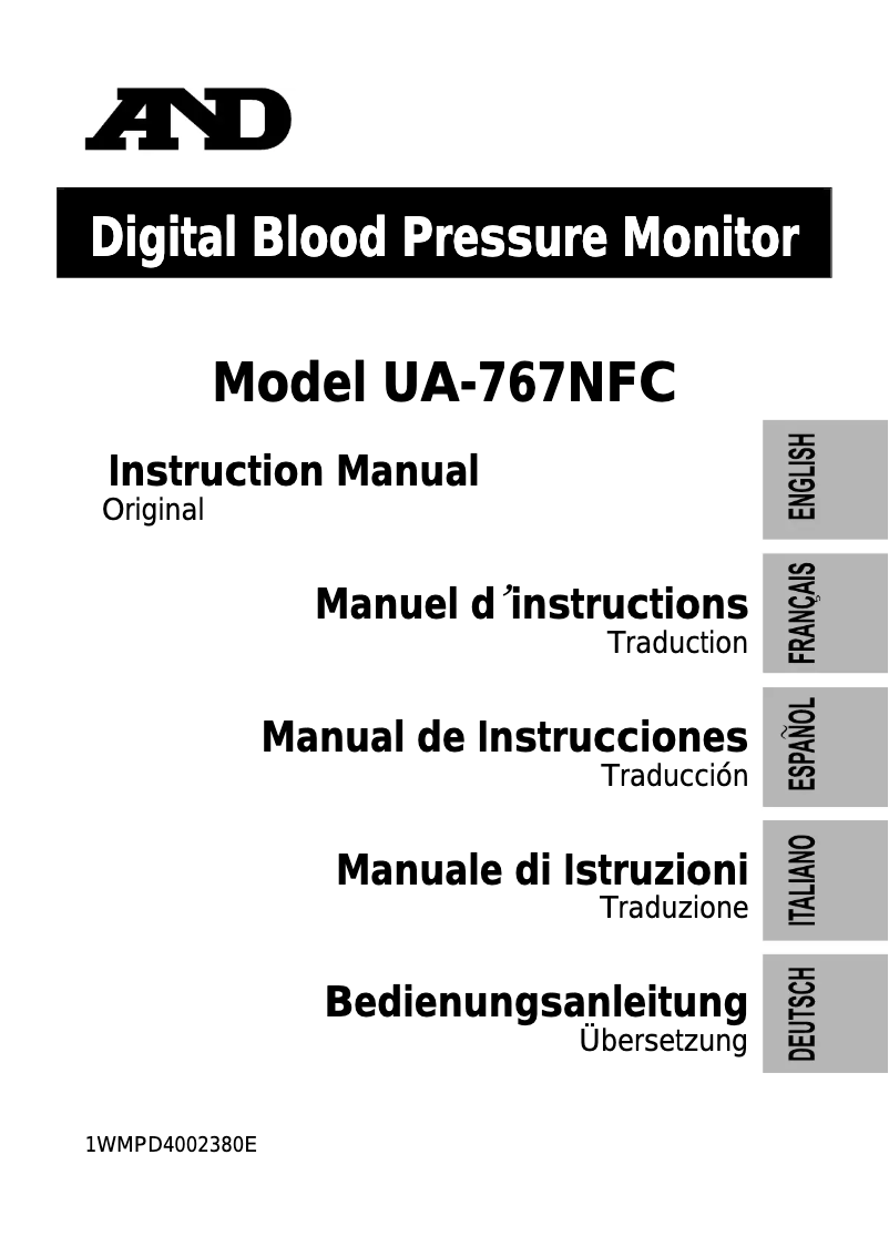 Page n°1 - Manuel utilisateur A&D UA-767NFC
