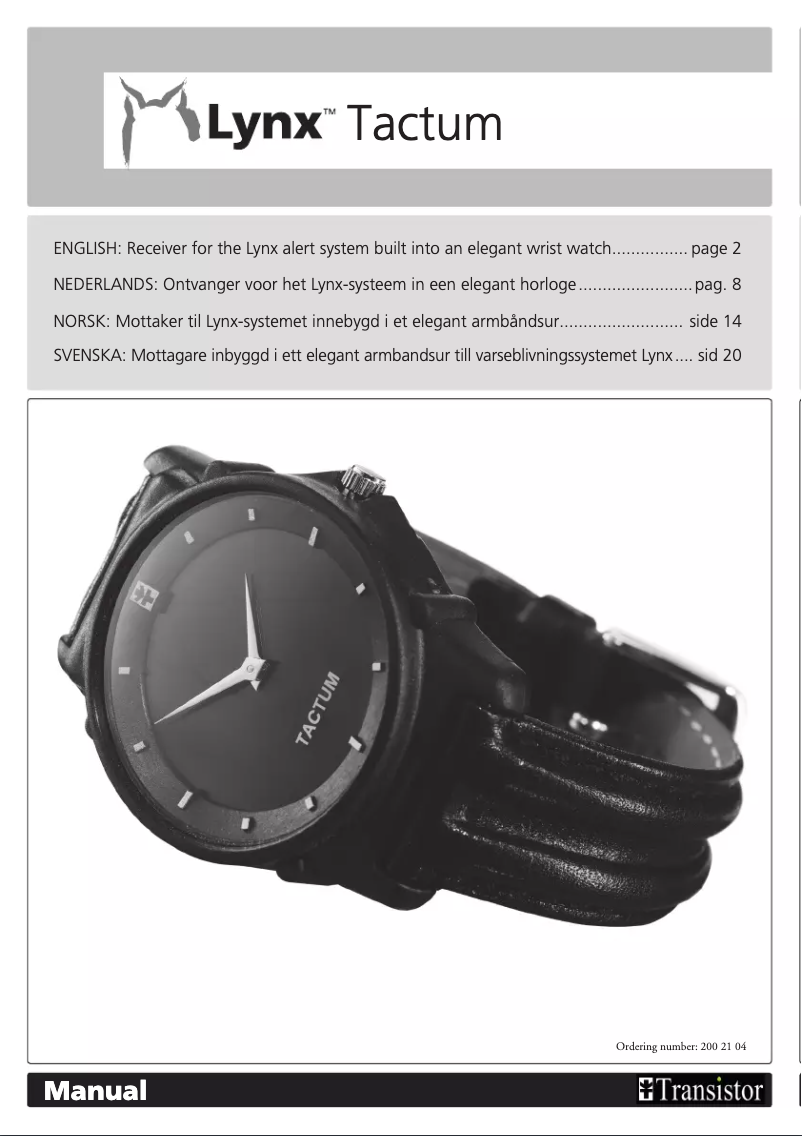 Page 1 de la notice Manuel utilisateur Lynx Tactum