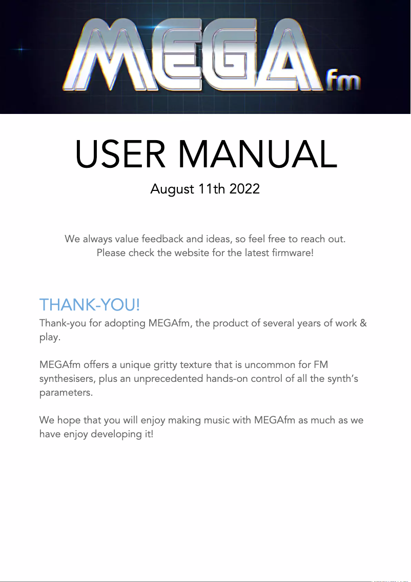 Page 1 de la notice Manuel utilisateur Twisted Electrons MEGAfm MKII