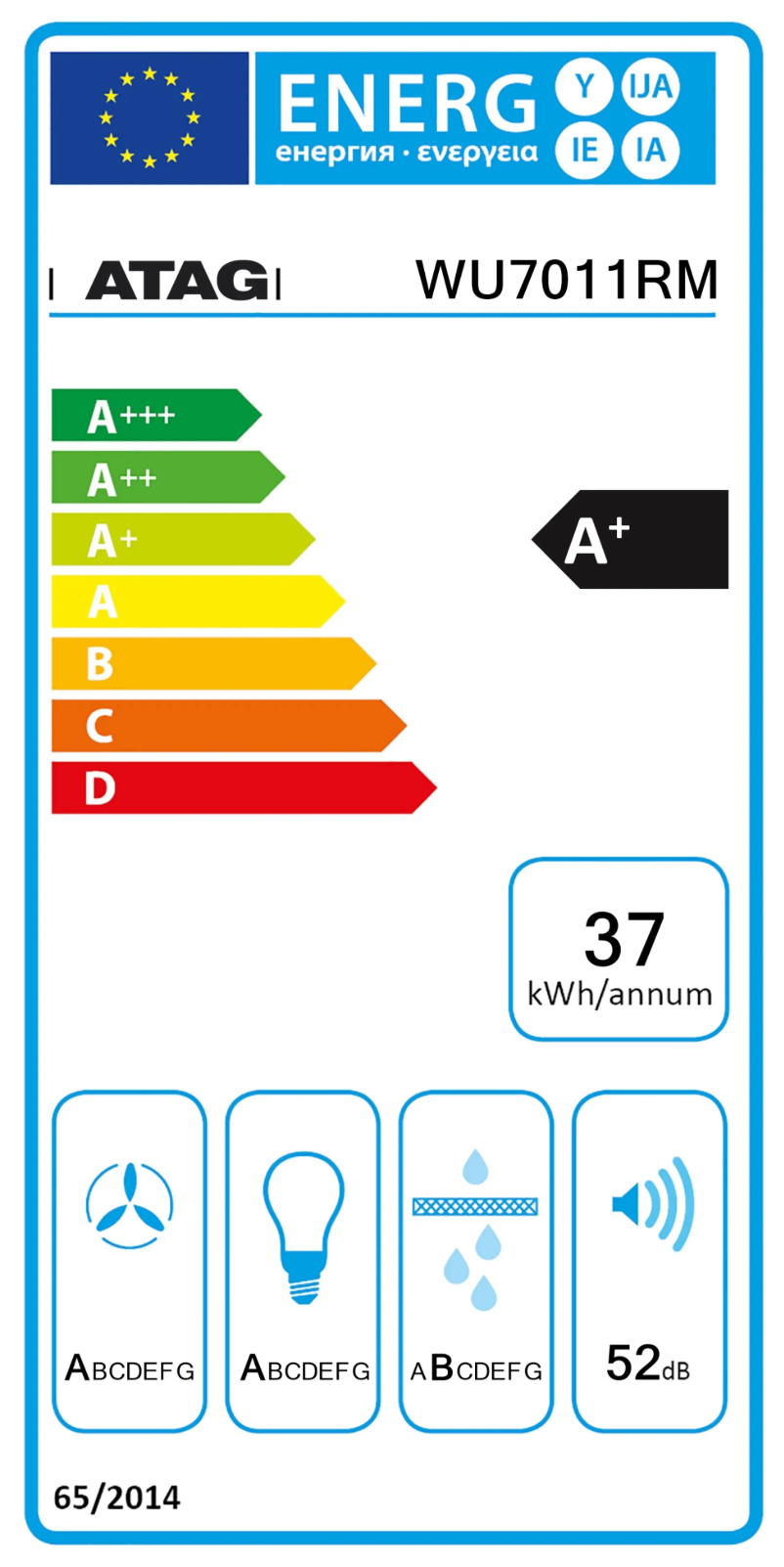 Page n°1 - Label énergétique Atag WU7011RM
