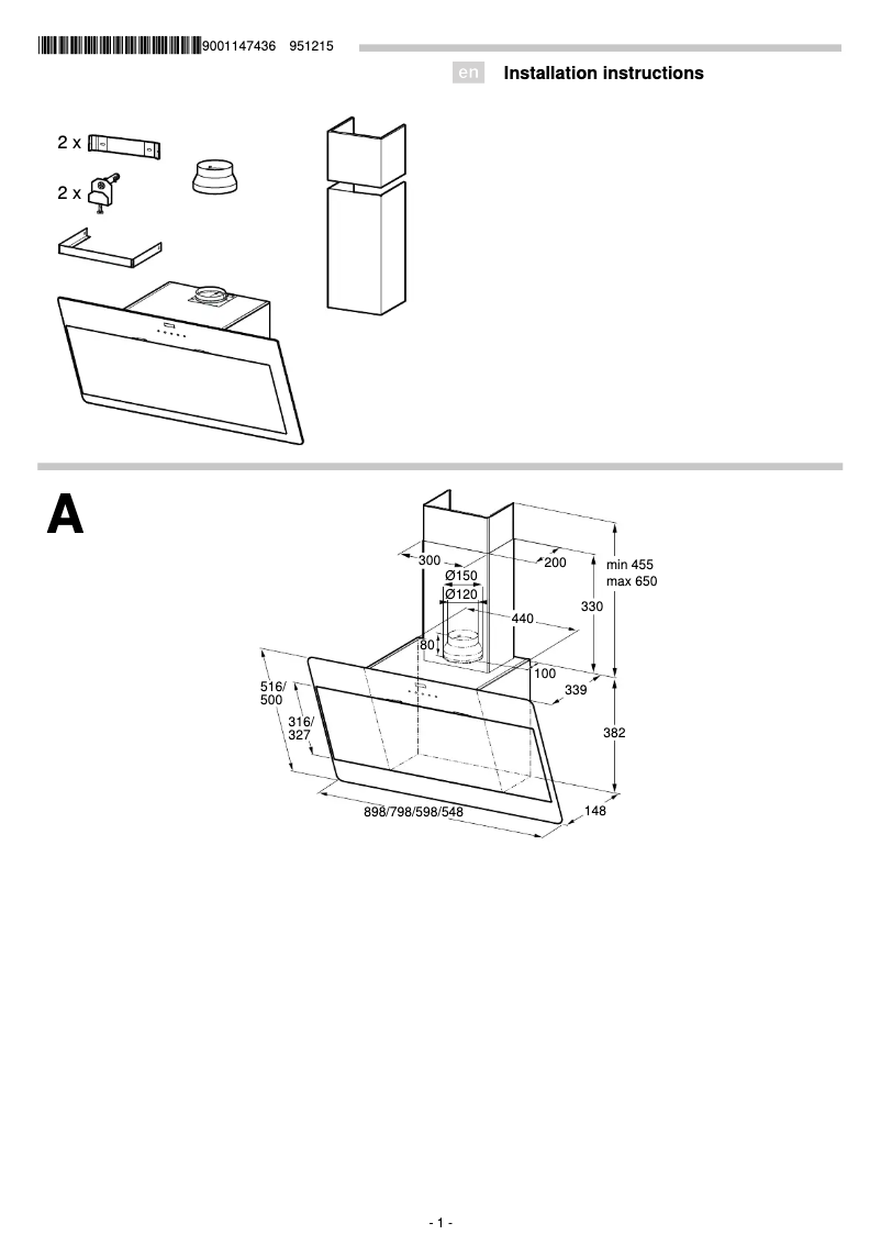 Page 1 de la notice Guide d'installation Neff D36E49S0GB