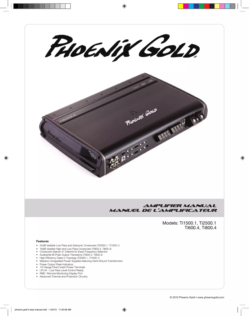 Page n°1 - Manuel utilisateur Phoenix Gold Ti1500.1