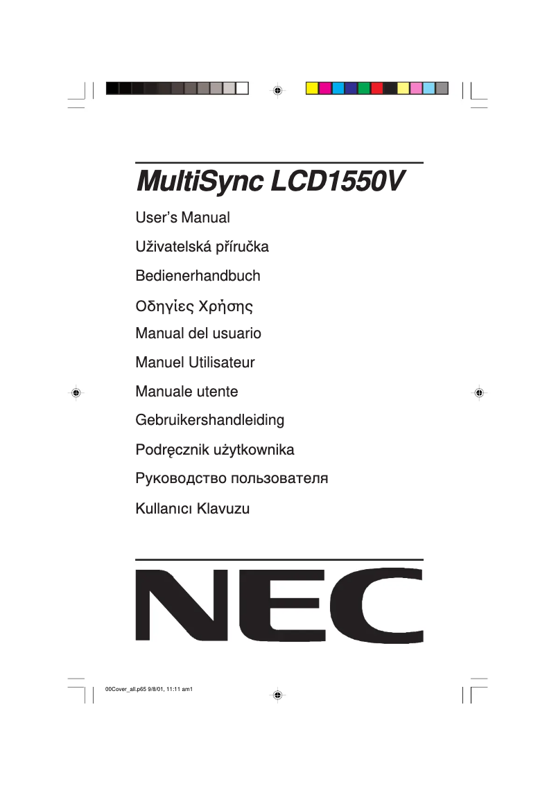 Page 1 de la notice Manuel utilisateur NEC MultiSync LCD1550VBK