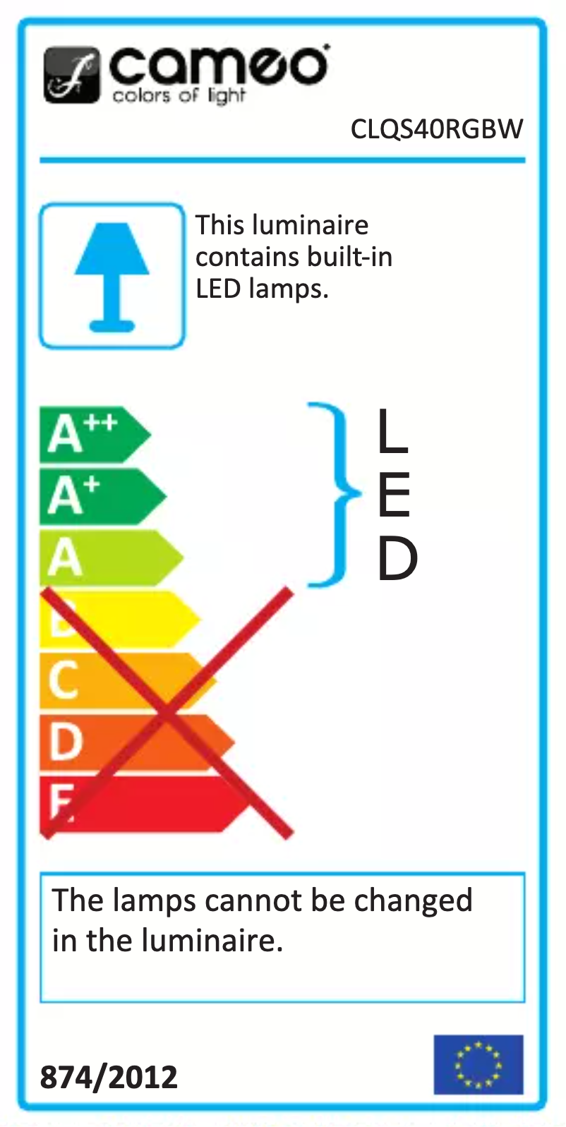 Page 1 de la notice Fiche technique Cameo Q-SPOT 40 RGBW
