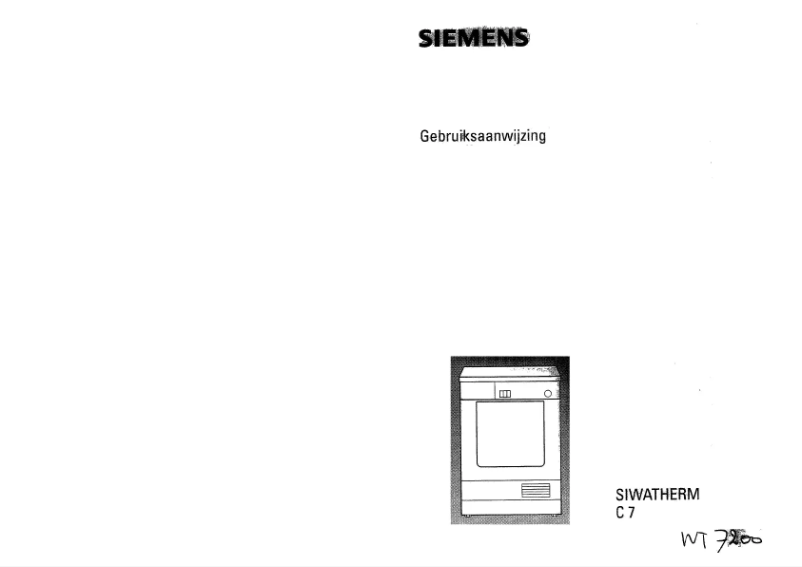 Page n°1 - Manuel utilisateur Siemens WT72000EU