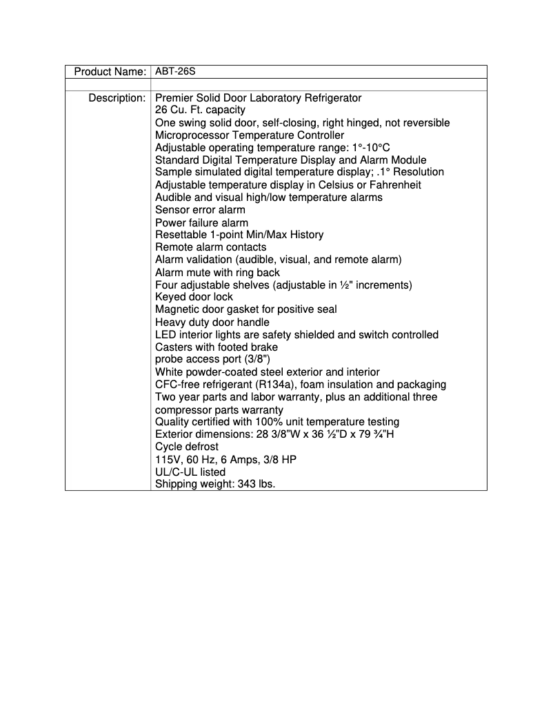 Page 1 de la notice Manuel utilisateur American BioTech Supply ABT-26S