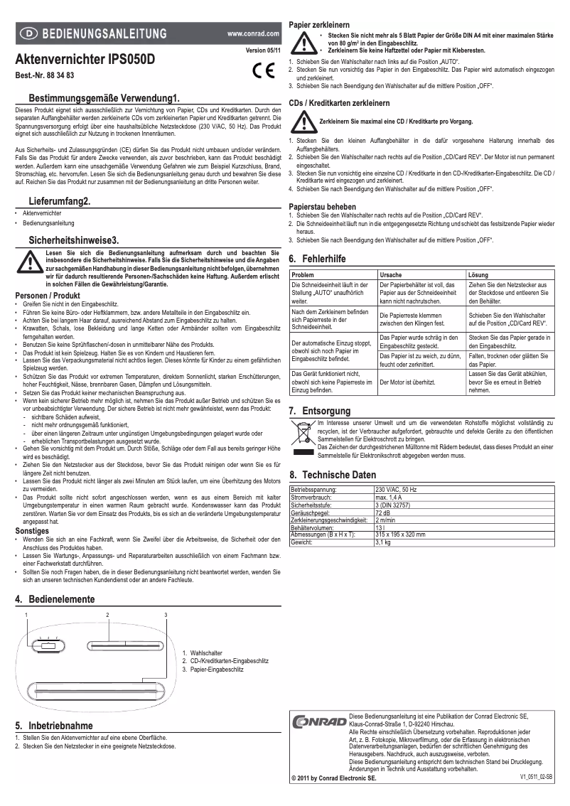 Página 1 del manual Manual de usuario Conrad IPS050D