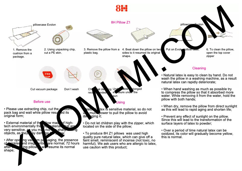 Page 1 de la notice Manuel utilisateur Xiaomi Mi 8H Pillow Z1